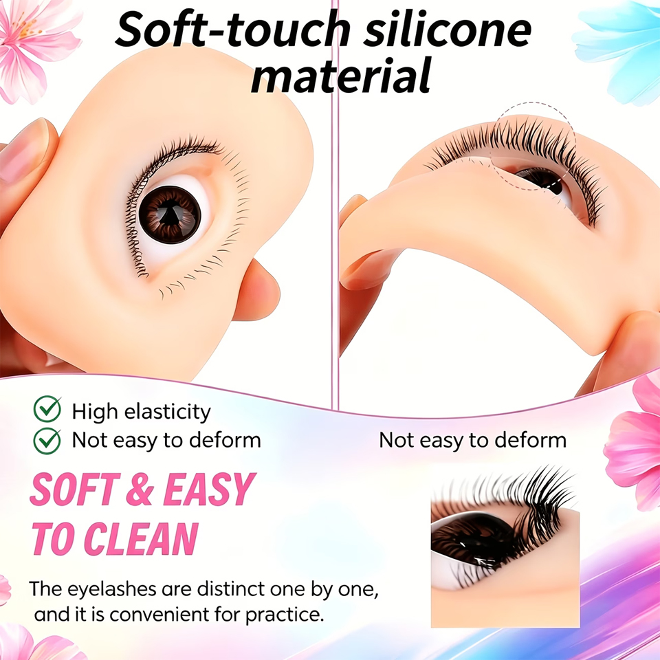 Eyelash Extension Doll Eye - 3-Schichtige Wiederverwendbare Wimpern-Übungsaugen, Wimpernverlängerungs-Modell, Puppenkopf für