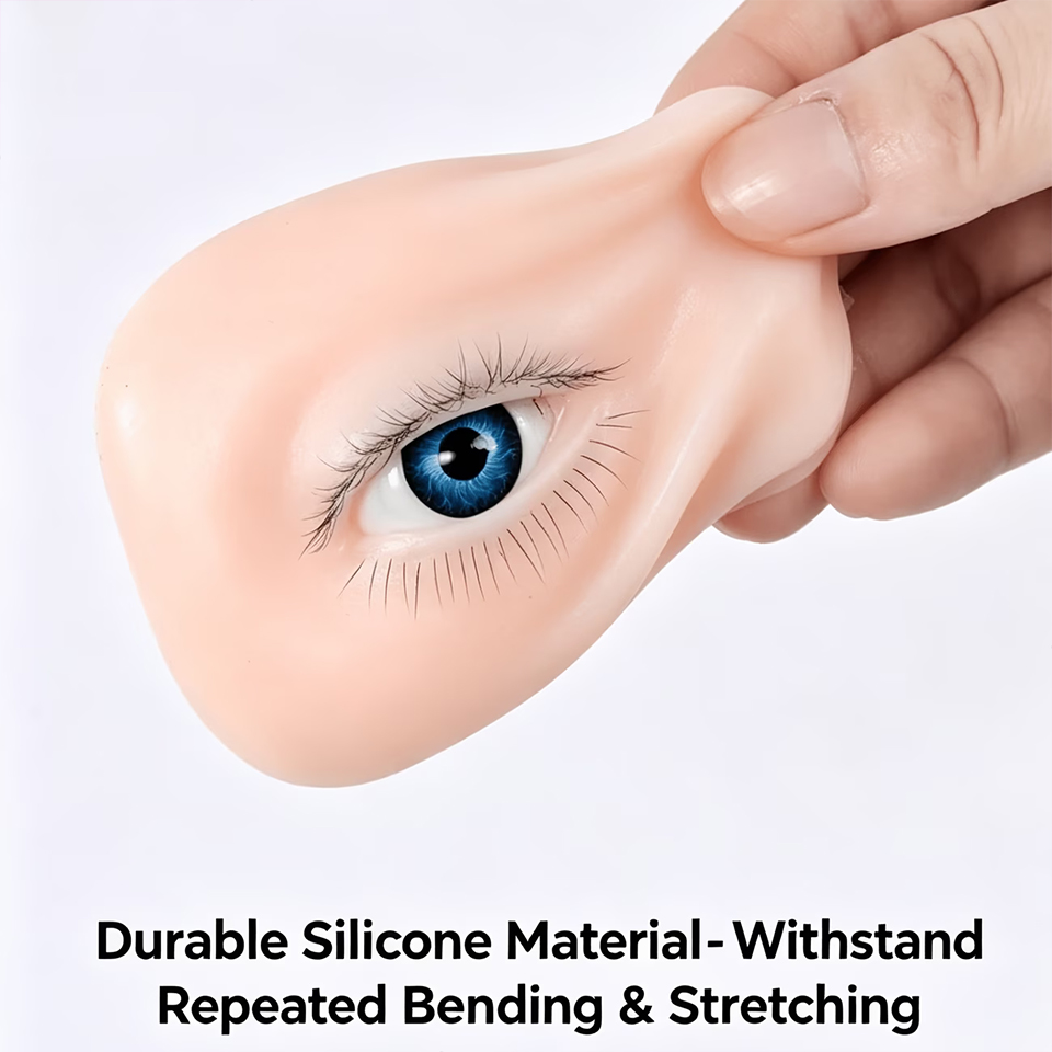 Eyelash Extension Model - 3-Schicht-Silikon-Augenmodell für Wimpernverlängerung und Augenbrauen-Übungen, dehnbar,