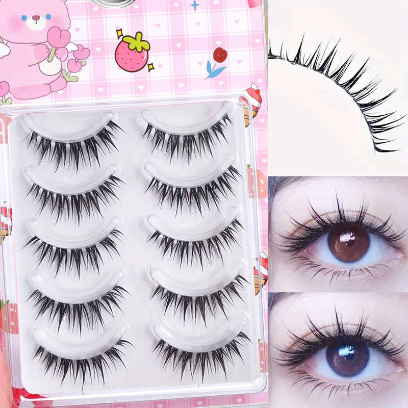 Eyelash Extension Cat Eye - 5 Paar Wet-Comic-Wimpern, Katzenaugen- und natürlicher